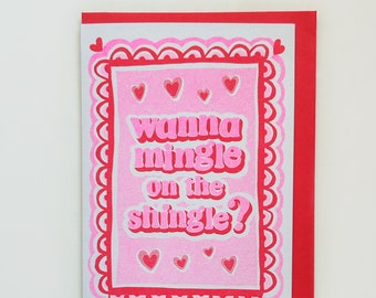 Wanna mingle on the shingle? Valentines Card, Seaside Love Card, Seaside Valentines Card, Cards for Him, Cards for Her