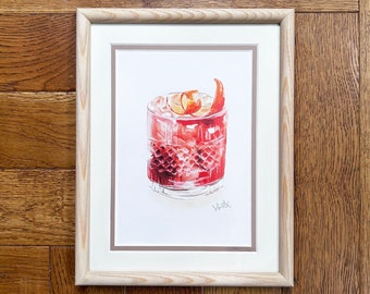 Negroni Print, Kitchen Decor, Cocktail Poster, Watercolour, Prints Illustrations, Painted Kitchen Print, Alcohol Gift, Apertif Art