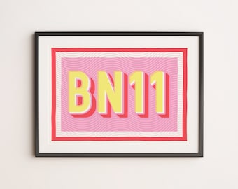 BN11 Print, Graphic Print, Gallery Wall Art, Risograph, Kitchen, Dining Room Decor, A4