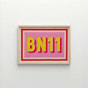 Worthing BN11 Postcode Risograph Print: Purple & Pink Graphic Art