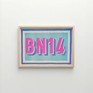 BN14 Postcode Risograph Print: Worthing, Red & Pink A4 Art