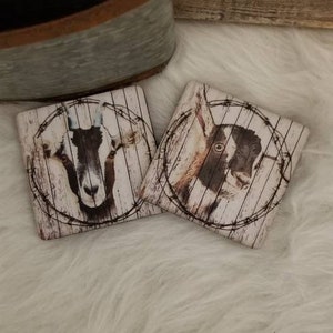 Set of Cute Goat Coaster - Morning coffee - Goat Coasters, Goats - Desk Coaster, Goats Gifts, Goat Lovers Gift, Farmhouse Decor