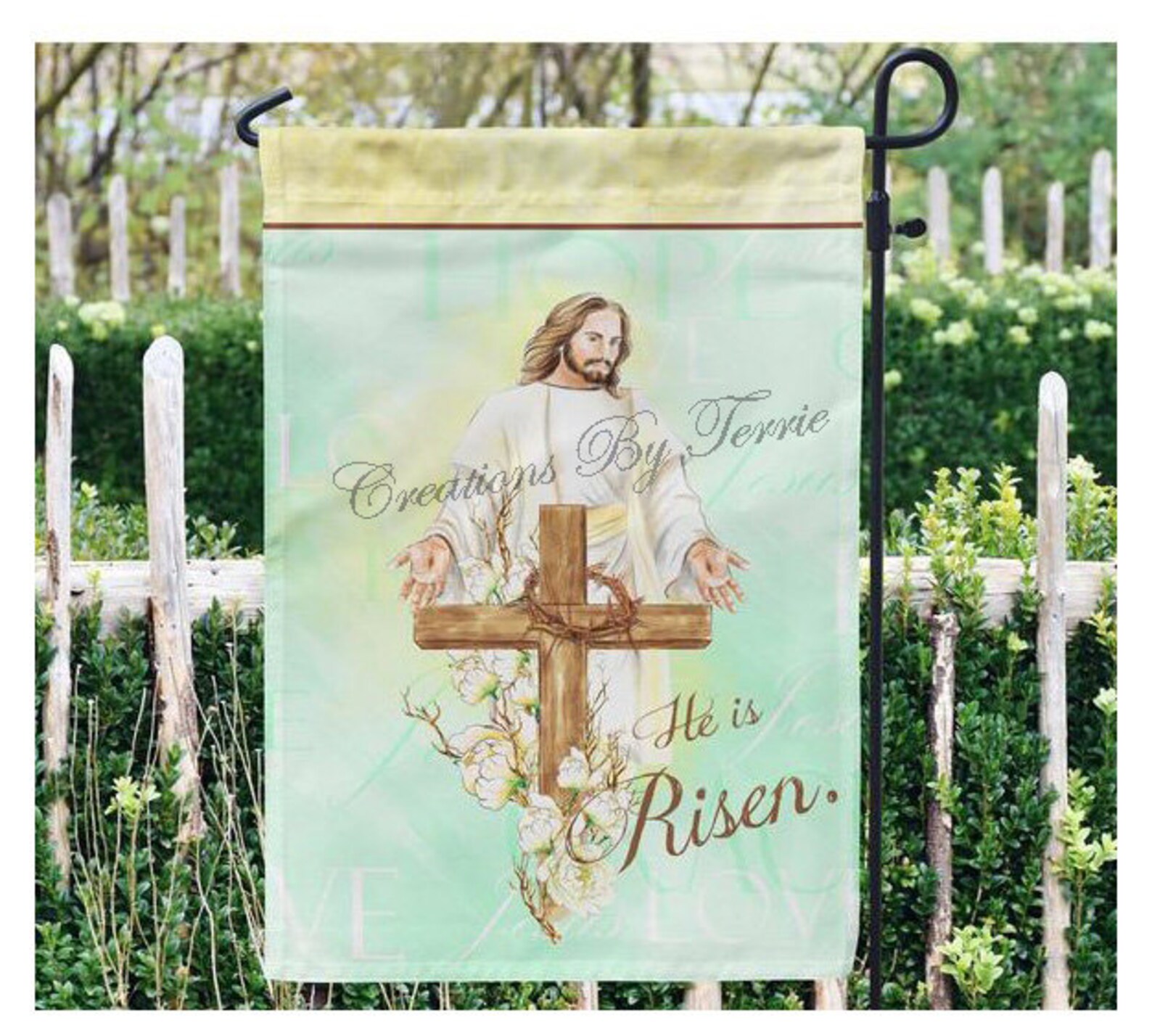 Easter He is Risen Jesus Garden Flag for the Yard Yard Flag Etsy