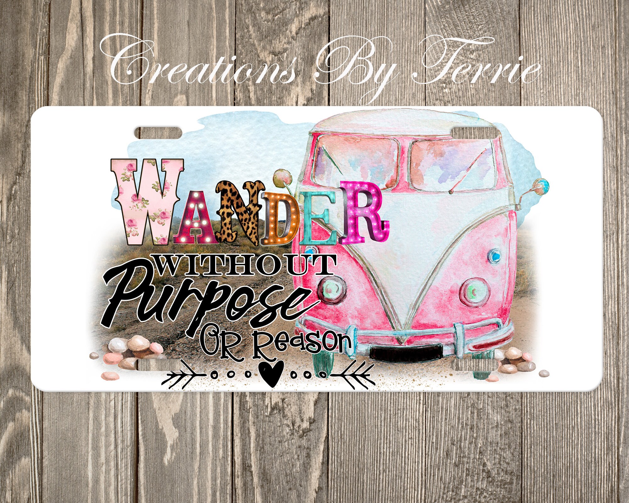Wander Camping Front License Plate Monogram Custom License Etsy