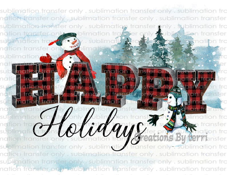Download Snowman Happy Holidays Christmas Rustic Sublimation | Etsy