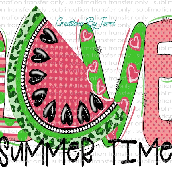 Love watermelon,Spring time, Summer Time Fun Sublimation Transfer Great for,  Mouse Pad, Mug, Can Holder, Ink Transfer,