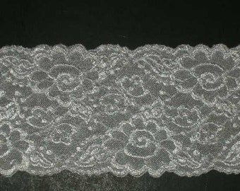 2 yards Vanity Fair Stretch lace trimming fabric White stretch lace trimming white scalloped trimming 4" Wide stretch lace