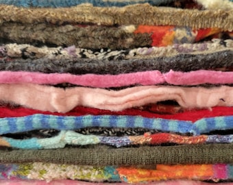Felted Wool Seams, Repurposed Sweater, Wool Scrap Charm Pack, Stash Pack, Wool Crafts, Fabric Scraps, Craft Scraps, Textile Scraps, Hook Rug