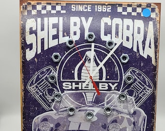 Clock / Ford Shelby Cobra Mustang Metal Clock / Wall Clock / Housewares / Wall Decor / Man Cave / Garage Clock Automotive / Man Decor