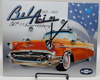 Chevrolet Bel Air Metal Garage Clock: Automotive Wall Decor