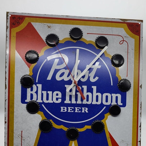 Clock / Pabst Beer Clock / Coors Light Metal Clock / Wall Art / Wall Clock / Housewares / Novelty Clocks / Metal Plaque Clock