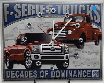 Ford F-Series Truck Metal Clock: Garage Man Cave Wall Decor