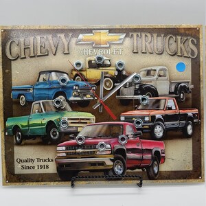 Chevrolet Trucks Metal Clock: Garage Man Cave Wall Decor
