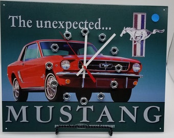 Ford Mustang Metal Wall Clock: Retro Garage Decor