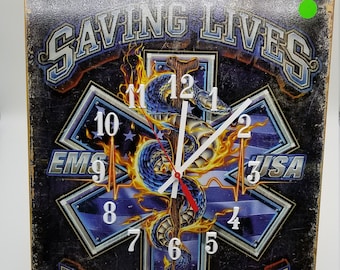 Clock / EMS Firefighter Clock / Wall Decor / Metal Plaque / Housewares /