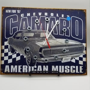 Clock / Camero Metal Clock / Wall Clock / Housewares / Wall Decor / Man Cave / Garage Clock Automotive / Man Decor