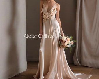 PreOrder Handmade Romantic Nymph dress, silk wedding dress, silk dress, chiffon dress, cocktail dress, silk wedding dress, minimal dress