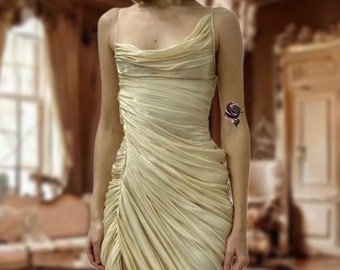 PreOrder Handmade MARILYN dress, vintage wedding dress, vintage dress, pleated dress, corset dress, draped dress, silk dress