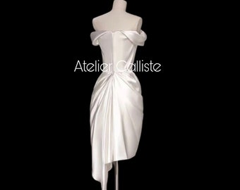 MARILYN short wedding dress, high quality dress, haute couture dress, evening dress, black dress, corset dress, silk dress, satin dress