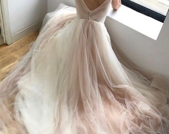 PreOrder MONIKA Handmade wedding dress boho romantic chiffon dual color layered bridal skirt