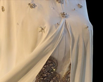 PreOrder Handmade Luxury wedding cape bolero satin beaded bridal rhinestone cover
