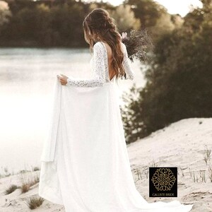 PreOrder Handmade CASTALIA Calliste Bride wedding dress, boho dress, beach wedding dress, wedding gown, backless bridal dress