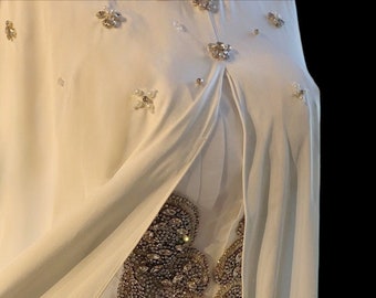 PreOrder Handmade Luxury wedding cape bolero satin beaded bridal rhinestone cover