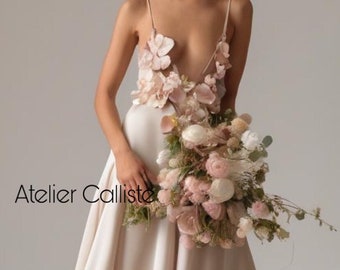 PreOrder Handmade FLOWER NYMPH dress, silk wedding dress, silk dress, chiffon dress, cocktail dress, silk wedding dress, minimal dress