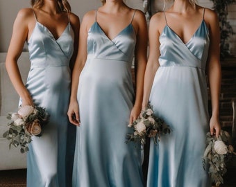 Pre-Order Handmade BRIDESMADES satin dresses chic draped pleated minimal ethereal satin evening gown any color