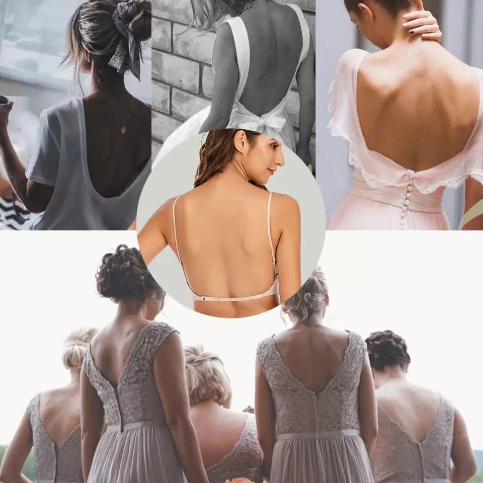 Hot Sale Seamless Gather Sexy Bra Beauty Back Underwear Women Deep U-shaped  Low-cut Dress Wedding Dress Open Back Bra Bk