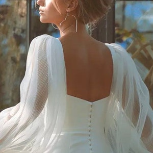 PreOrder Handmade GRECA Calliste bride,wedding dress,boho wedding dress,long sleeves wedding dress, crepe dress, simple wedding dress image 4