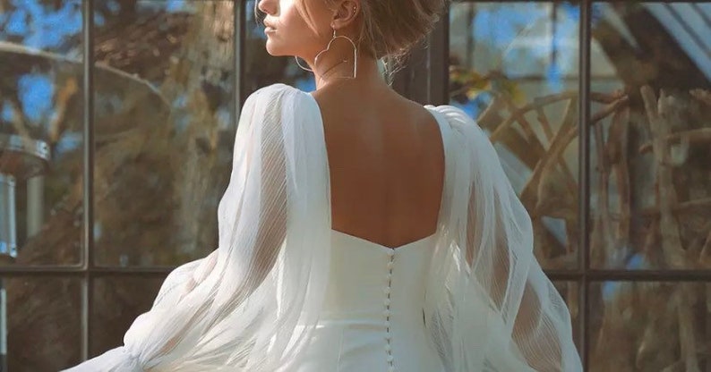 PreOrder Handmade GRECA Calliste bride,wedding dress,boho wedding dress,long sleeves wedding dress, crepe dress, simple wedding dress image 4
