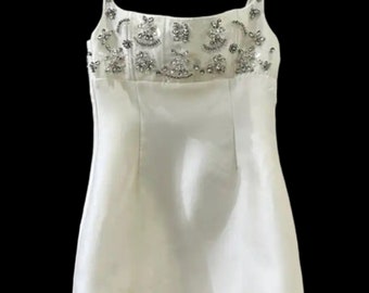 Vorbestellung: Handgefertigtes kurzes Hochzeitskleid von ELINA, schickes Vintage-Mini-Partykleid mit Perlen