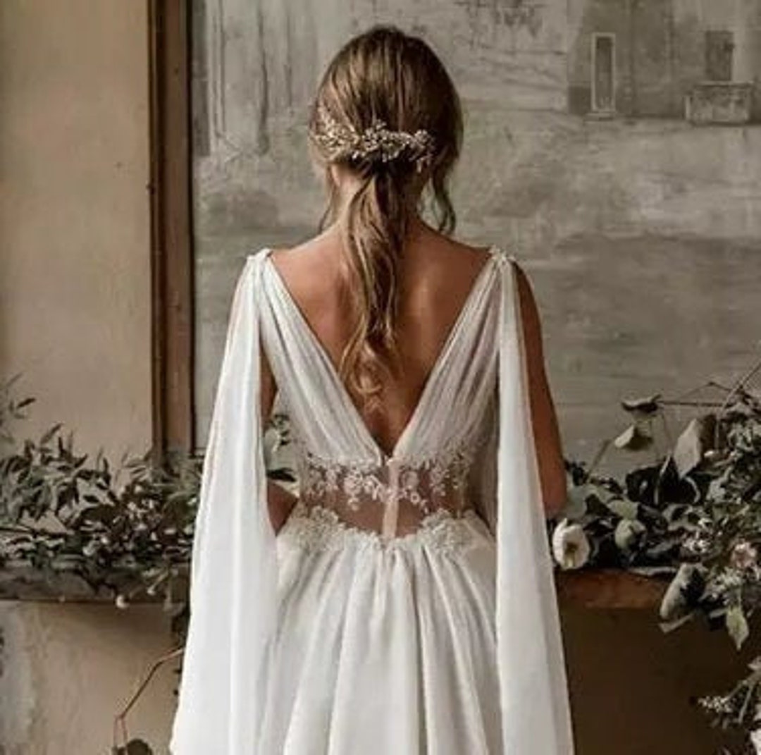 A Long Flowing Wedding Dress Santorini Wedding, Greek Wedding New York City  Wedding and Engagemen… | Grecian wedding dress, Greek style wedding dress, Greek  wedding