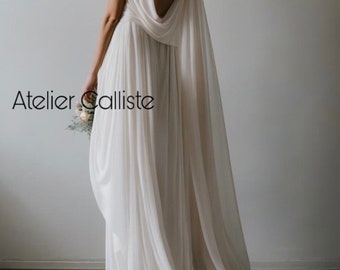 PreOrder Handmade DIMITRA GODDESS wedding dress boho beach silk chiffon layered occasion bridal gown