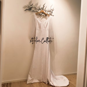 PreOrder Handmade GRECA Calliste bride,wedding dress,boho wedding dress,long sleeves wedding dress, crepe dress, simple wedding dress