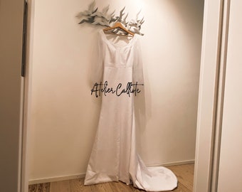 PreOrder Handmade GRECA Calliste bride,wedding dress,boho wedding dress,long sleeves wedding dress, crepe dress, simple wedding dress