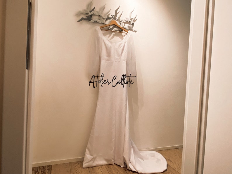 PreOrder Handmade GRECA Calliste bride,wedding dress,boho wedding dress,long sleeves wedding dress, crepe dress, simple wedding dress image 1