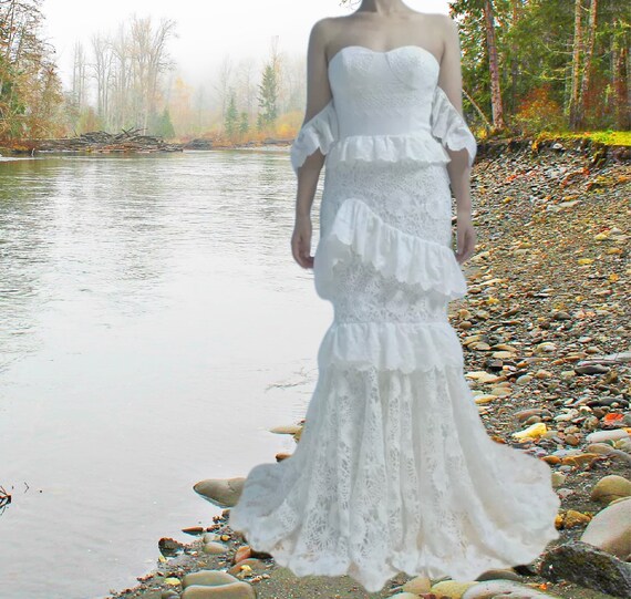 GEMMA Calliste Bride wedding dress, boho wedding dress, lace dress, bohemian dress, gypsy dress, hippie dress, ruffle wedding dress