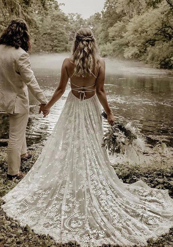 Lago taupo Magistrado Cuidar CELESTE Calliste Novia vestido hippie vestido de novia boho - Etsy España