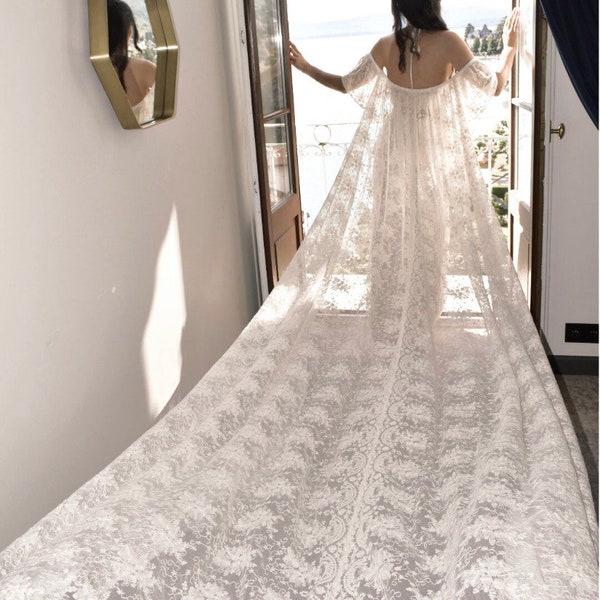 PreOrder Handmade Ofelia luxury vintage wedding cape off shoulder