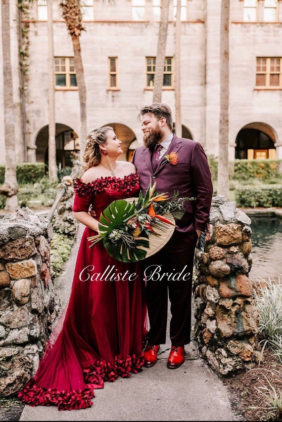 Calliste Wine Red Wedding Dress ...