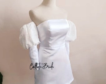 PreOrder Handmade Calliste short wedding dress, chic wedding dress,vintage dress, short wedding dress, mini wedding dress, mini dress