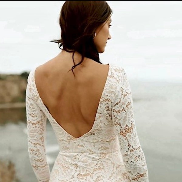 PreOrder Handmade AMELIA wedding dress high quality lace boho beach bridal dress