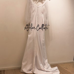 PreOrder Handmade GRECA Calliste bride,wedding dress,boho wedding dress,long sleeves wedding dress, crepe dress, simple wedding dress image 2