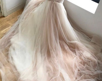 PreOrder MONIKA Handmade wedding dress boho romantic chiffon dual color layered bridal skirt