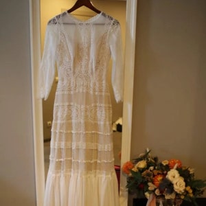 PreOrder Handmade Nemesis Calliste Bride wedding dress, boho dress, lace wedding dress, vintage wedding dress, wedding gown, sleeves dress