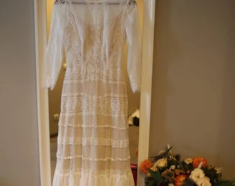 Précommande faite main Nemesis Calliste Bride, robe de mariée, robe bohème, robe de mariée en dentelle, robe de mariée vintage, robe de mariée, robe à manches