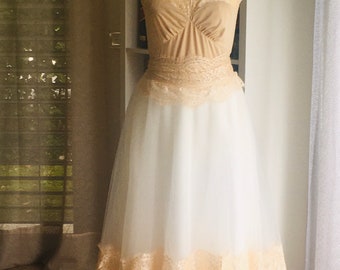 Ready to Ship Size 8 ROMANCE wedding dress boho romantic lingerie tulle lace occasion gown