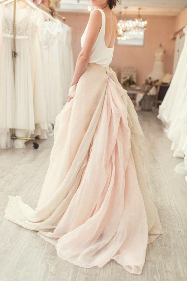 PreOrder Handmade Calliste Bride wedding skirt, boho dress, romantic wedding dress, chiffon maxi skirt, romantic skirt, double color skirt image 4